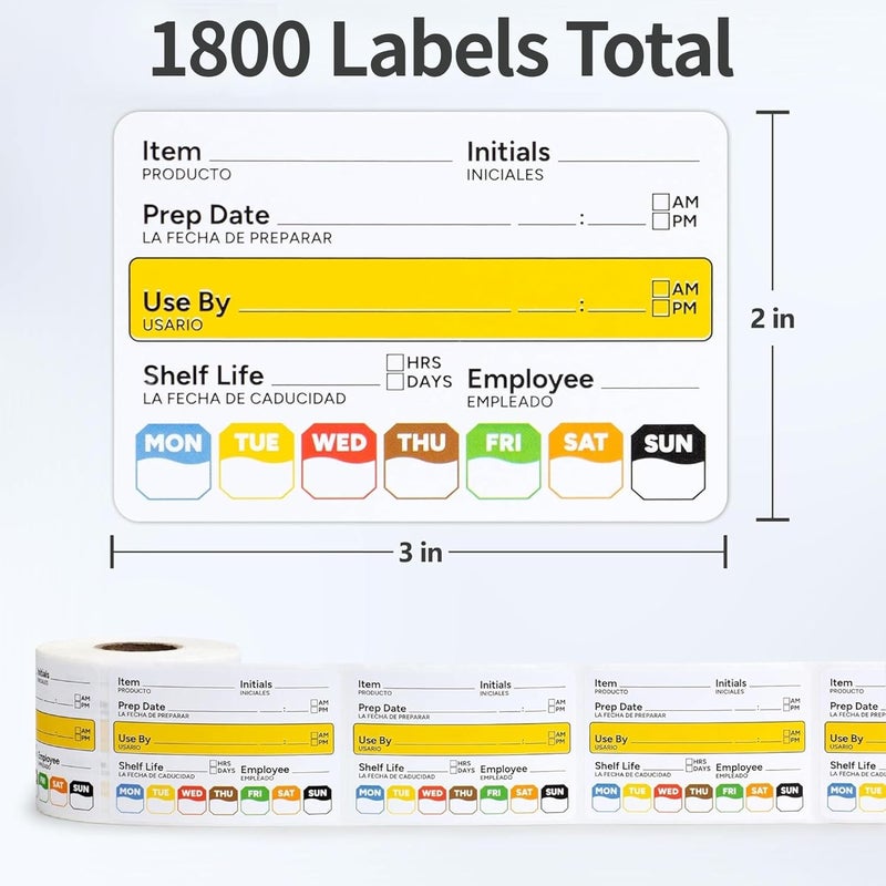 GUEER Restaurant Quality Shelf Life Food Rotation Labels Vinyl, 2” x 3” Self-Adhesive Removable Freezer Food Labels, Perfect for Reusable Containers, Easy to Remove, Food Safety Date Sticker (6 PCS) - Image 2
